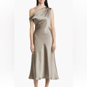 Amsale One Shoulder Satin Dress